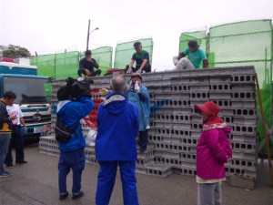 さらにブロックの積み上げが行われている工事用ゲート